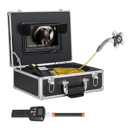 VEVOR Sewer Camera with 512Hz Locator, 98 ft/30 m, 9" Drain Inspection Camera with Self-Leveling, 36X Zoom, Plumbing Camera with Lights-12 LED, 32GB Card, IP68 Waterproof Snake Camera for Duct Pipe