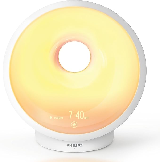 Philips SmartSleep Sleep and Wake-Up Light, Simulated Sunrise and Sunset, Multiple Lights and Sounds, RelaxBreathe to Sleep, AMZ Exclusive, HF3650/60