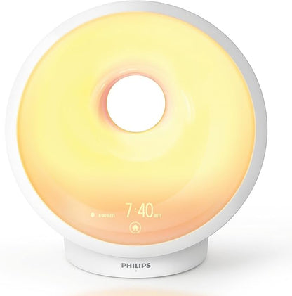 Philips SmartSleep Sleep and Wake-Up Light, Simulated Sunrise and Sunset, Multiple Lights and Sounds, RelaxBreathe to Sleep, AMZ Exclusive, HF3650/60