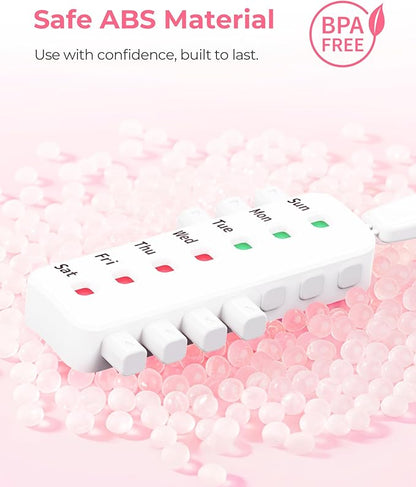 Pill Reminder for Easy Tracking Without Refills, Reusable Pill Tracker for Vairous Bottles, Arthritis-Friendly & Anti-Slide Medication Tracker, Compact Medicine Reminder for Pet Meds, White, 2-Pack