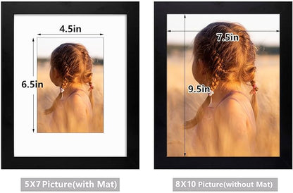 Golden State Art, 8x10 Picture Frame with Mat for 5x7 Photo - High Definition Glass Wall Mounting or Tabletop Display (Black, 1 Pack)