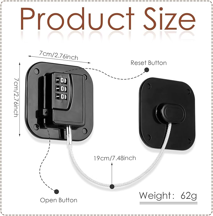 Refrigerator Lock, Combination Lock for Refrigerator Cabinets, Drawers, Heavy Duty Fridge Lock, Easy Install No Keys Needed (Black&White-2 Pack)