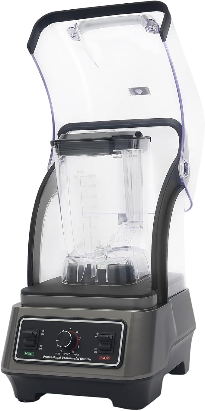 1600W Commercial Blender, 2L Large Capacity Multifunctional Blender with 9-Speed & Pulse, High-Speed Motor for Smoothies, Ice Crushing, Juice, Soup - Professional Heavy Duty & Quiet Design(110V)