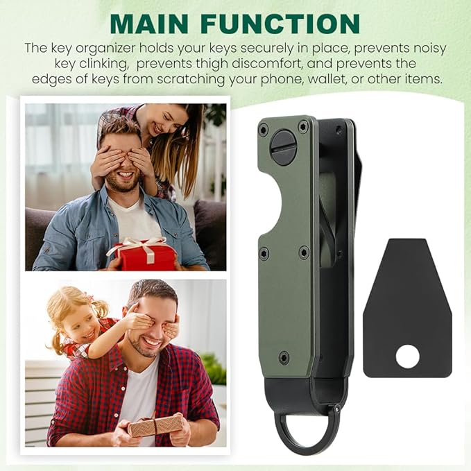 Key Organizer With Key Handle,Compact Met-allic Key Holder,Met-allic Key Organizer,Smart Keychain Secures 1-5 Keys