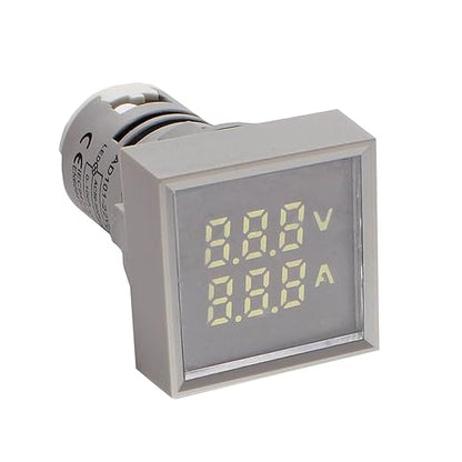LED Voltage Display Panel Mount Volt Amp Meter, AD101-22VAMS 22mm Square Voltmeter and Ammeter, AC50-500V Voltage and 0-100A Current Meter, Grey (1 Pack)