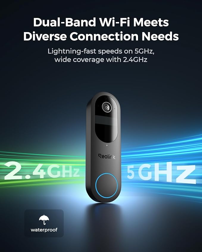 REOLINK Video Doorbell (Battery) 256GB microSD Card Bundle, 1:1 Head-to-Toe View, 2.4/5 GHz WiFi, Person/Vehicle/Package Detection, No Monthly Fees