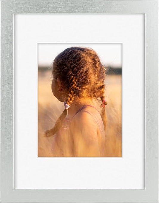 Golden State Art, 9x12 Picture Frame with Mat for 6x8 - High Definition Glass Wall Mounting Horizontal Vertical Display (Silver, 1 Pack)