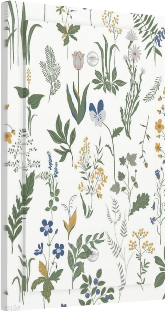 Light Switch Cover Plate Floral Green Leaf Plant Flowes 1 Gang No Device Blank Electrical Wall Plates Faceplate Decorative Switch Plate For Bed Room Farmhouse Decor