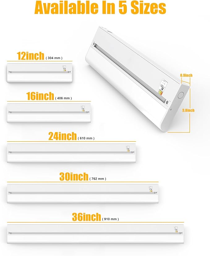 30 Inch Hardwired Under Cabinet Lighting, 3 Color Setting Dimmable LED Under Cabinet Lights Wired, 1700LM Linkable Under Counter Lights for Kitchen, 20W, CRI>97