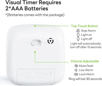 Yunbaoit Visual Timer with Night Light, 60-Minute Countdown Timer for Kids and Adults, Silent Classroom Timer, Time Management Tool for Home, School, or Work (Light Green)