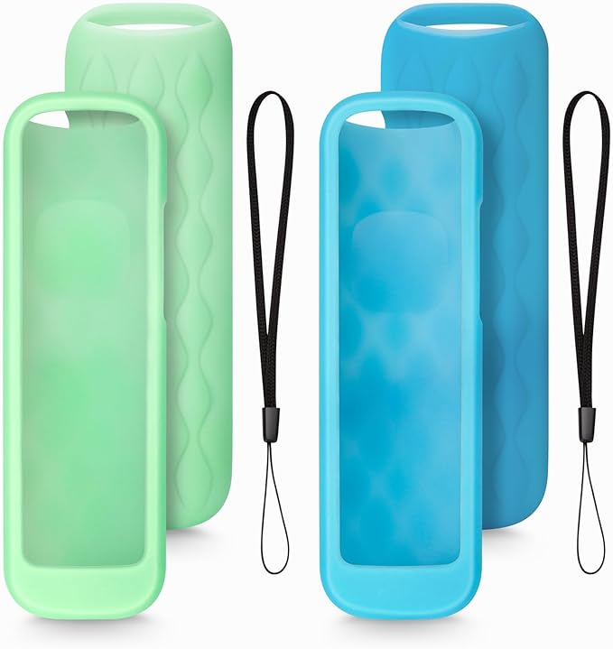for Roku-Remote-Cover,Compatible with All Roku TV Remote Glow in The Dark Silicone Protective Case Blue and Green 2-Pack