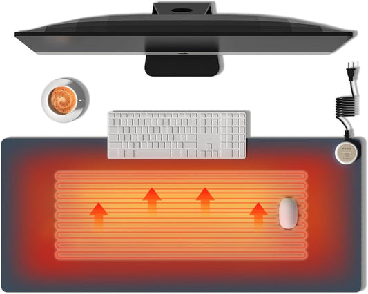 Heated Mouse Pad Hand Warmers, Electric Warm Office Desk Mat, 31.5" x 13", 3 Control Levels Temperature 3 Hours Auto Shut-Off, Suitable for Home/Offices Computer Keyboard Pads (Navy Blue)