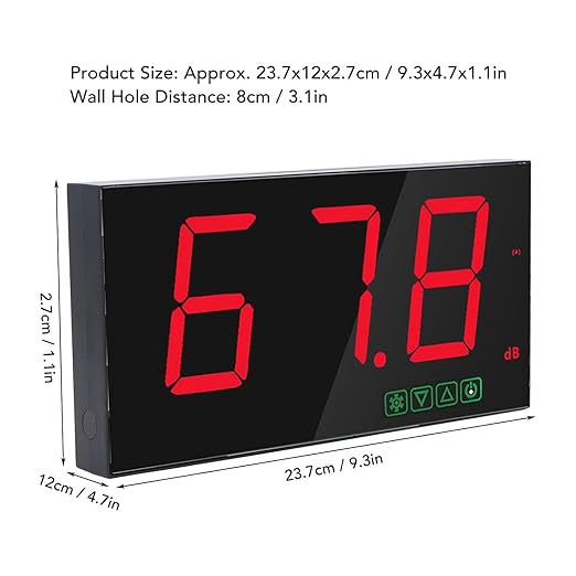 Wall Mounted Decibel Meter, Sound Level Meter 30-130dB with Alarm, USB Rechargeable Battery Level Indication - High Accuracy, Digital Display, Ideal for Industrial and