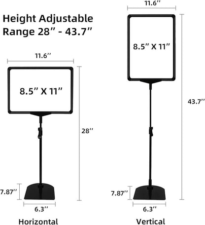 Adjustable Sign Holder Stand 8.5 x 11, Sign Stand for Display,Adjustable Sign Holders For Table Top, Table Sign Holders, Suitable for indoor use (Black-4pcs)