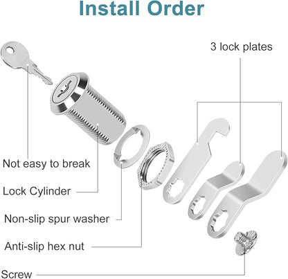 Cam Locks Keyed Alike, 3/4" Cabinet Locks with Keys Secure Files Drawers RV Storage Locks Replacement Set, Zinc Alloy (3/4 Inch 2Pcs)