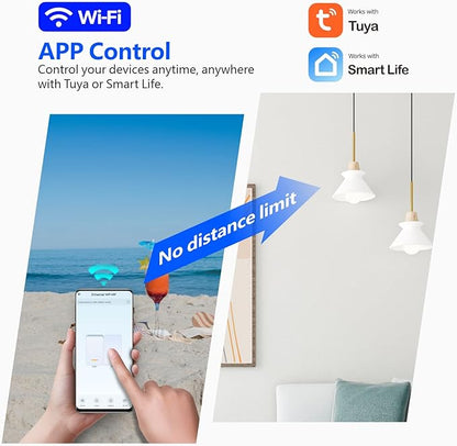 DieseRC Tuya 2 Channels WiFi Smart Switch, DC 5V 12V 24V 36V Passive Output Relay Module, with 2 pcs RF Remote Control, Compatible with Alexa/Google Home