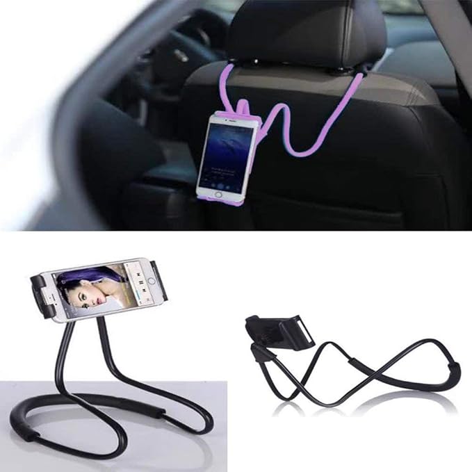 Chapter Seven Universal Smart Mobile Phone Stand,Hanging on Neck Cell Phone Mount Holder, Flexible Lazy Bracket DIY Free Rotating for Multiple Functions (White)