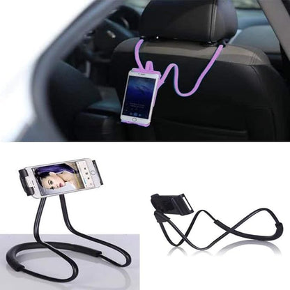 Chapter Seven Universal Smart Mobile Phone Stand,Hanging on Neck Cell Phone Mount Holder, Flexible Lazy Bracket DIY Free Rotating for Multiple Functions (White)