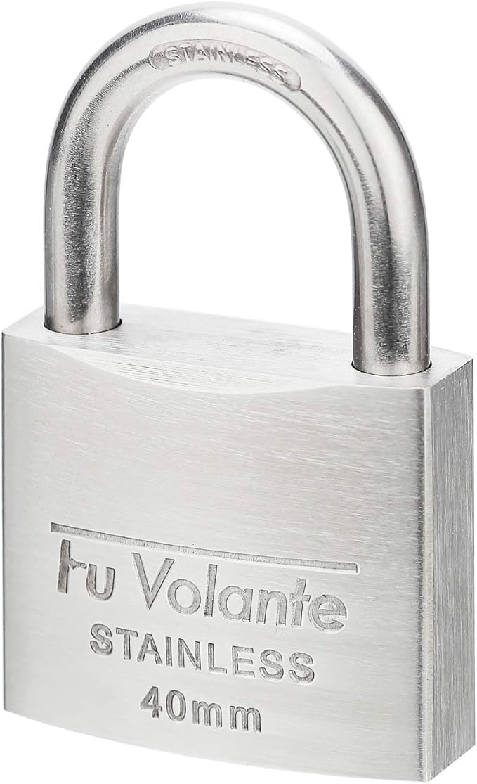 Stainless Steel Pin Tumbler Padlock, 304 Marine Series, Weatherproof Padlock for Outdoor use, 1-1/2 inch Wide Body, Keyed Alike Locks- Stainless Steel Body & Shackle-2 Pack