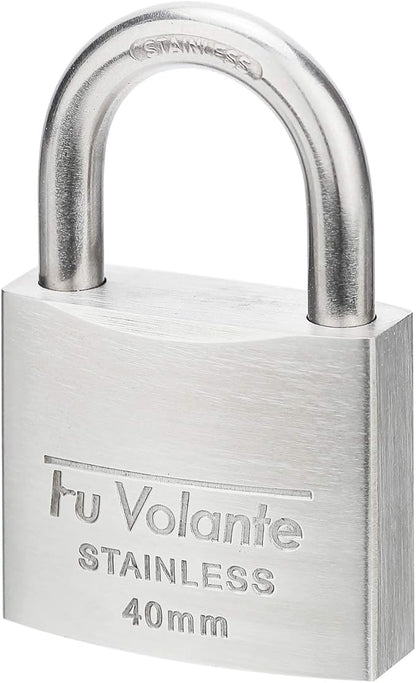 Stainless Steel Pin Tumbler Padlock, 304 Marine Series, Weatherproof Padlock for Outdoor use, 1-1/2 inch Wide Body, Keyed Alike Locks- Stainless Steel Body & Shackle-2 Pack