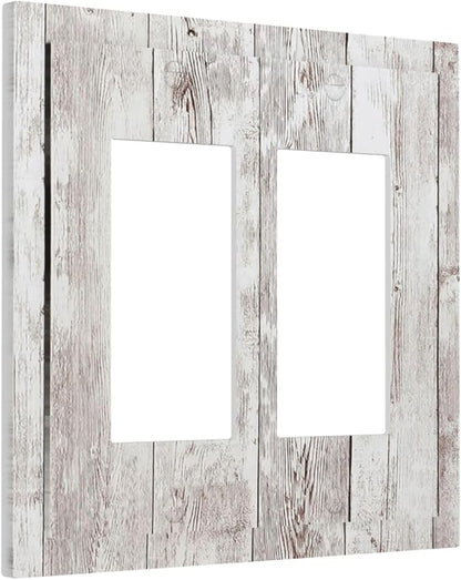 Decorative Outlet Covers Rustic Vintage White Wood Grain 2 Gang Double GFCI Rocker Electrical Wall Panels Light Switch Cover Plate for Farmhouse Home Decor
