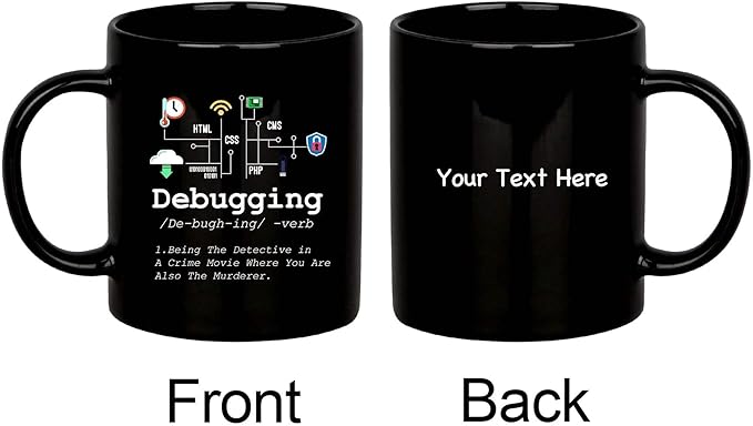 Personalized Debugging Definition Mug Funny Gift To Programmer Customized IT Programming Coding Binary Computer Teacher Student 11oz Black Ceramic Mug 11oz