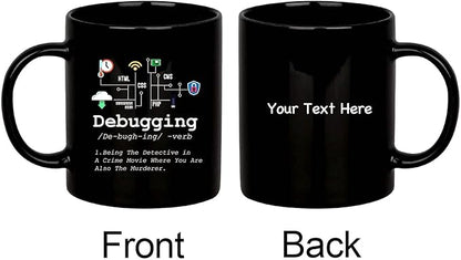 Personalized Debugging Definition Mug Funny Gift To Programmer Customized IT Programming Coding Binary Computer Teacher Student 11oz Black Ceramic Mug 11oz