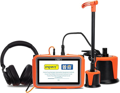 PQWT L6000 Acoustic Water Leak Detector for Outside Ground and Wall Water Pipeline Leakage Detection Kit Multi Sensor Professional Noise Reduction Headphone Smart Touchscreen Aluminum Carry Case