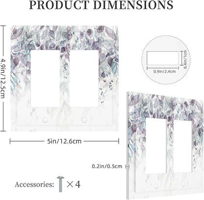Hazy Leaves Ivy Nature Plants Eucalyptus Leave Decorative Outlet Covers 2 Gang Double GFCI Rocker Electrical Wall Panels Light Switch Cover Plate for Bedroom Home Decor