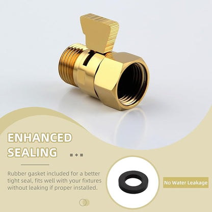 Angle Simple Shower Flow Control Valve, Brass Water Shut Off Valve for Handheld Shower Hose, Flow Restrictor, Gold