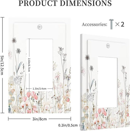 Floral Watercolor Wildflower Dandelion Plant Decorative Outlet Covers 1 Gang Single Rocker Light Switch Cover Plate Wall Plates GFCI Faceplate for Farmhouse Bed Room Decor