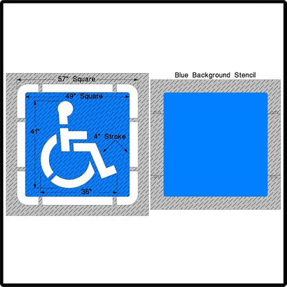 Large Federal Handicap Parking Stencil with Border & Background | Part#: 10001954 | 57" W x 57" H | Flexible and Durable 1/8" PolyTough Lifetime | Made in USA