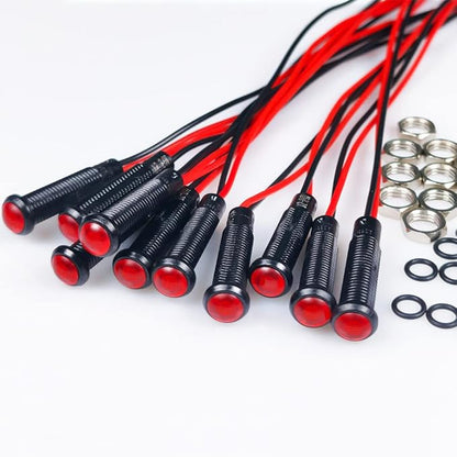 10pcs LED Plastic Indicator Pilot Light AC/DC 12-24V Mounting Hole Size 6mm(Red)
