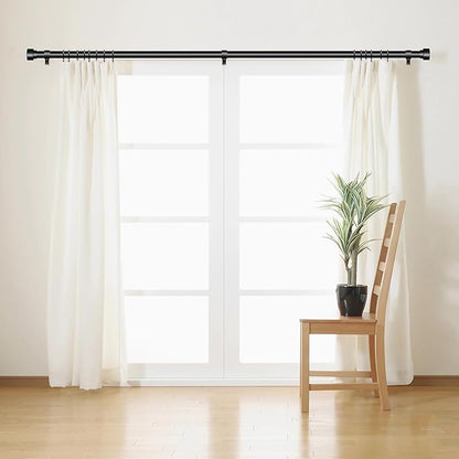 2 Pack Curtain Rods for Windows 66 to 120, 1 Inch Black Adjustable Heavy Duty Extra Long Curtain Rod with End Caps, Modern Indoor Outdoor Window Drapery Rods for Patio Bedroom, Size 32"-120"