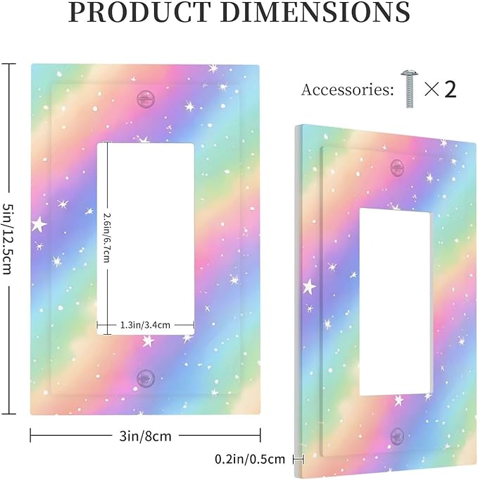 Decorative Outlet Covers Pink Blue Purple Iridescent Rainbow 1 Gang Rocker Light Switch Cover Plate Single Wall Plates for Electrical Outlets Switch Plate Covers Faceplate for Home Decor