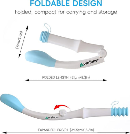 Foldable Toilet Aid, 15.6“ Long Comfort Wipe Wand Bottom Buddy Toilet Self Tissue Aids for Toileting, Self Help Wipe Butt for Overweight Limited Mobility,Elderly, Pregnancy