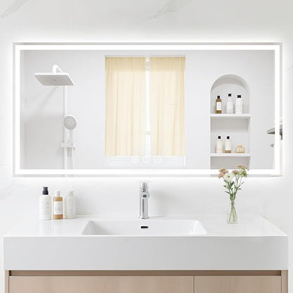 24X48 LED Bathroom Mirror with Lights, Anti-Fog, Backlit + Front Lit (CRI>90), Lighted Bathroom Vanity Mirror for Wall, Memory Function, Dimmable, Tempered Glass, Shatter-Proof