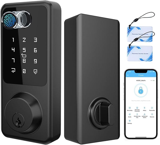 Keyless Entry Lock for Front Door, Fingerprint Door Lock with Touchscreen Keypad, Electronic Deadbolt for Home and Hotel