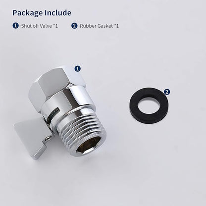 Tenfe Water Flow Control Valve for Shower Head, Brass Adjustable Water Pressure Regulator for Hand Held Shower Shut Off Valve, Polished Chrome On/off Switch G1/2 Standard Connection