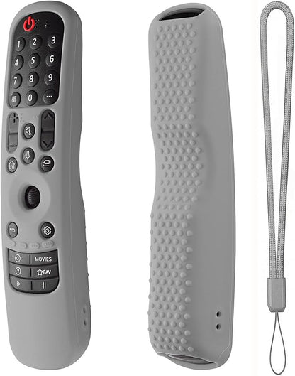 Hi Color Portable Electronic Device Cover for LG TV Remote, MR22GA/MR22GN/MR23GA Silicone Case with Lanyard(Gray)