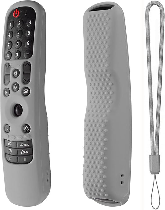 Hi Color Portable Electronic Device Cover for LG TV Remote, MR22GA/MR22GN/MR23GA Silicone Case with Lanyard(Gray)