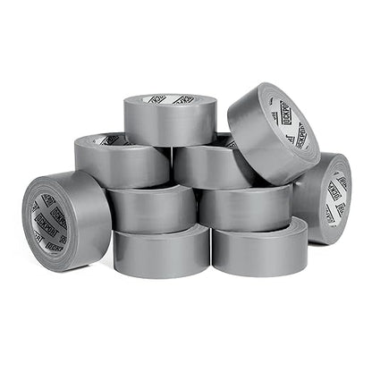 Lockport Duct Tape Heavy Duty Waterproof - 10 Roll Pack Silver Duct Tape Bulk - 30 Yards x 2 Inch - No Residue, Flexible, Strong, All- Weather Resistant and Easy Tear - Grey Heavy Duty