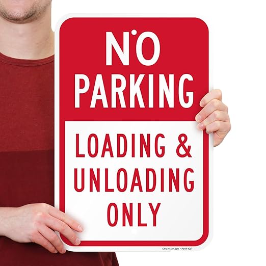 SmartSign Basics 18 x 12 inch “No Parking - Loading And Unloading Only” Metal Sign, 120 mil Aluminum Composite (ACM), Engineer Grade Reflective Material, Red and White, Made in USA