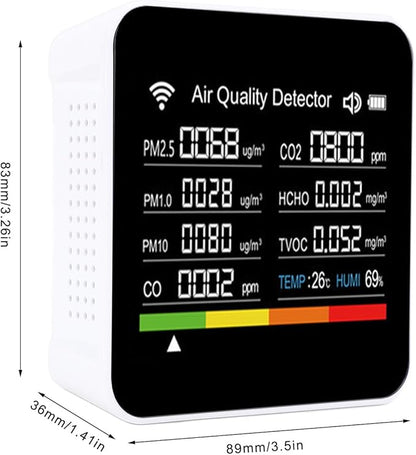 Ejoyous Smart Air Quality Detector, 14 in 1 Indoor Air Quality Monitor with PM2.5 VOCs Temperature Humidity Sensor, for Home Office Travel Use