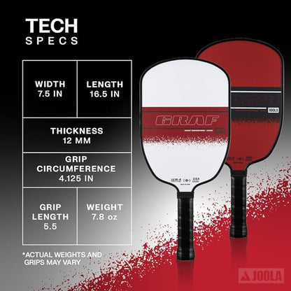 JOOLA Agassi/GRAF Champion Set with Pickleball Paddles, Balls & Sling Bag - Sandblasted Pickleball Racket - Agassi Shape with Extended Sweet Spot - UPA-A Certified - USAP Approved - NFC Chip Enabled