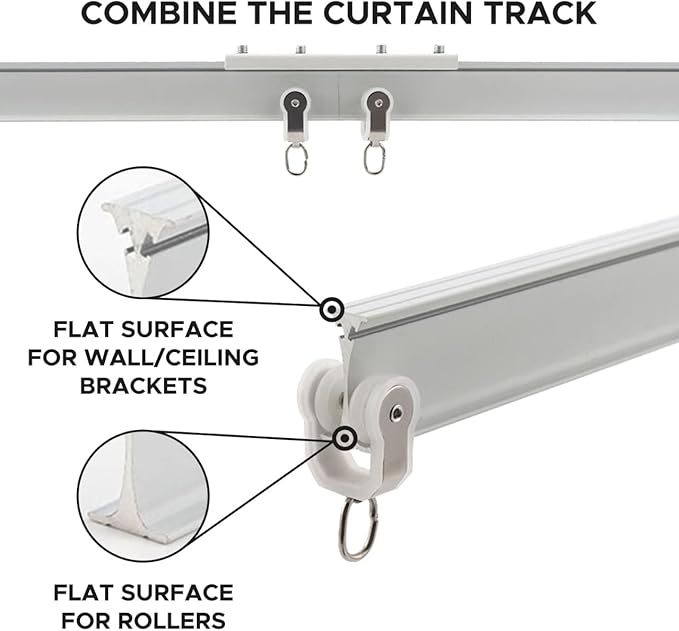 Aluminum Flexible Ceiling Curtain Track – 3ft-9.8ft / 3m Bendable Wall/Ceiling Mount Rail, Smooth Glide System for Bay Windows, RVs, Room Dividers, Showers – Easy Install & Custom Fit