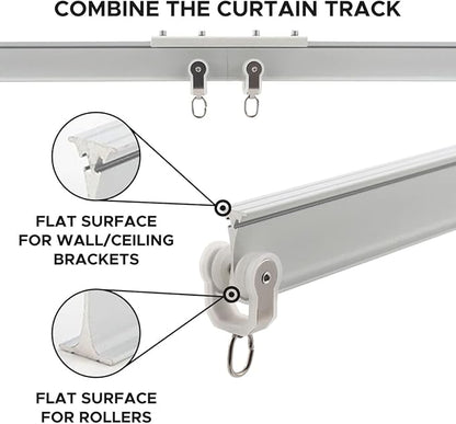 Aluminum Flexible Ceiling Curtain Track – 3ft-9.8ft / 3m Bendable Wall/Ceiling Mount Rail, Smooth Glide System for Bay Windows, RVs, Room Dividers, Showers – Easy Install & Custom Fit