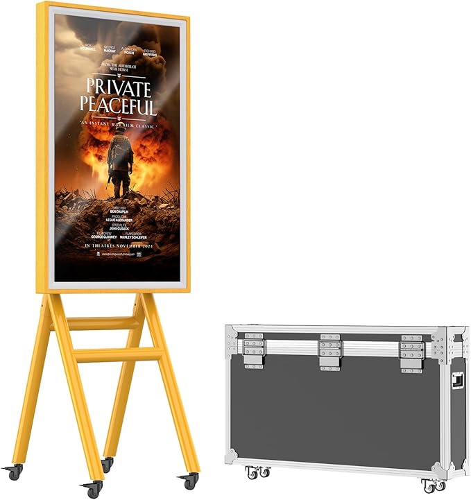 MWE Mobile Digital Signage Display 43in,Portable UHD Touchscreen Advertising Display Kiosk Poster App Publishing,Photo Booth Standby Series Screen Mirroring (Touch Screen, Wooden, 43in)