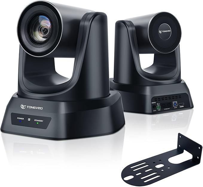 TONGVEO PTZ Camera AI Auto Tracking 12X Optical Zoom Conference Room Camera Wide View HDMI/USB3.0 60fps 1080P Video Conference for Church Worship Meeting Online Learn with Zoom YouTube OBS and More