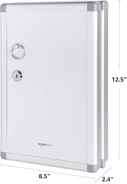 Amazon Basics 24-Key Position Cabinet Key lock Box, Silver, 12.5"D x 8.5"W x 2.45"H